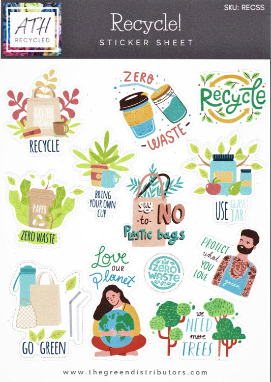 Go Green Environmental Sticker Sheet