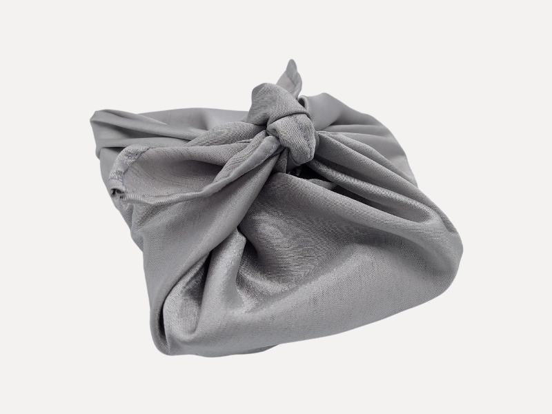 Silky shiny silver fabric wrapping cloth furoshiki