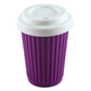 12 oz Onya reusable coffee cup Purple cup with White lid. Available at Green Distributors.