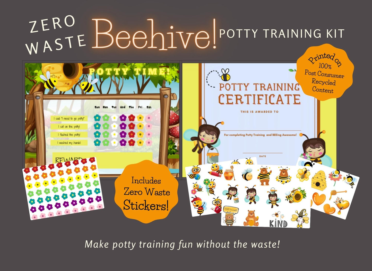 Beehive Potty Training Kit with Zero Waste Stickers