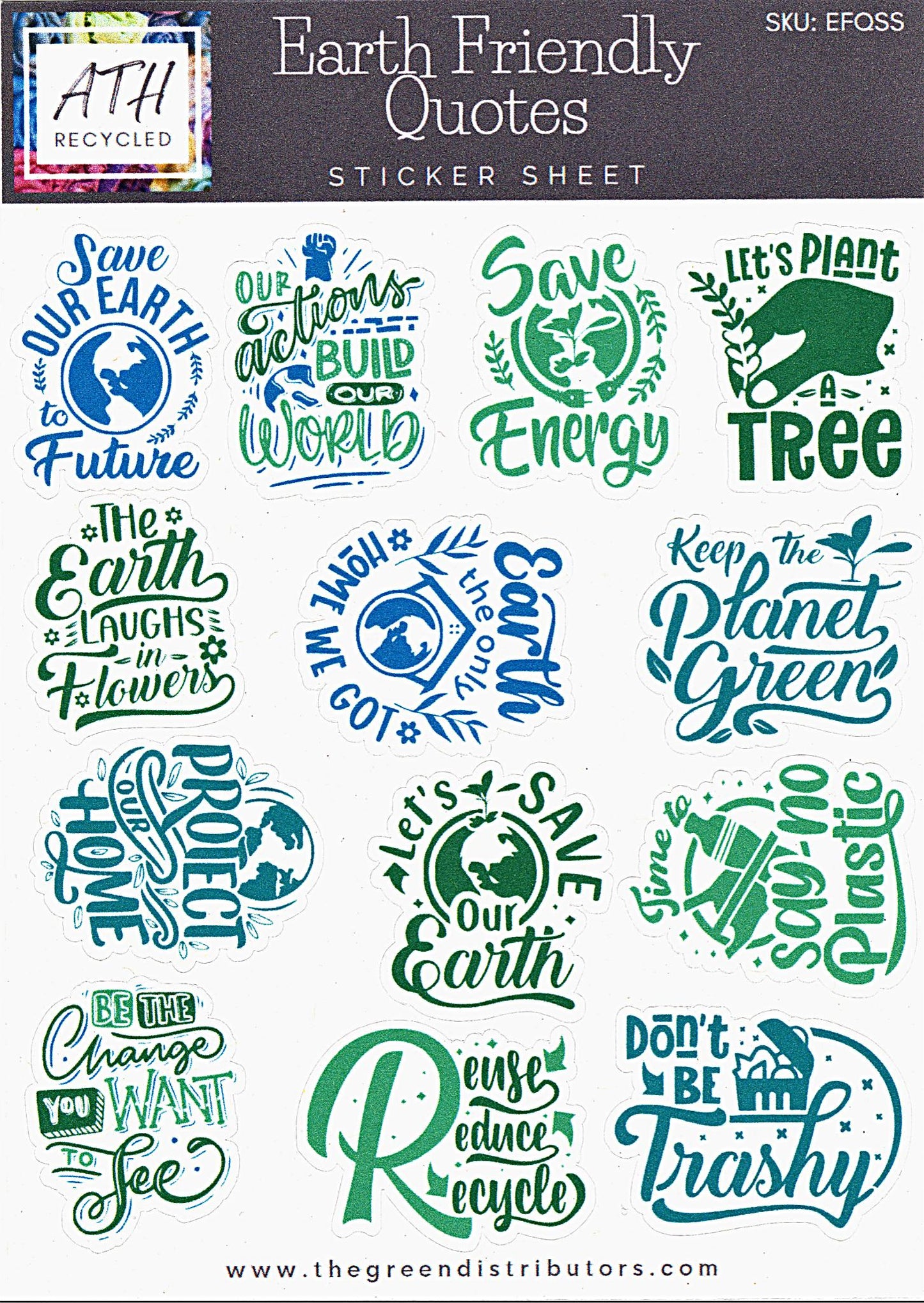 Earth Friendly Quotes Sticker Sheets