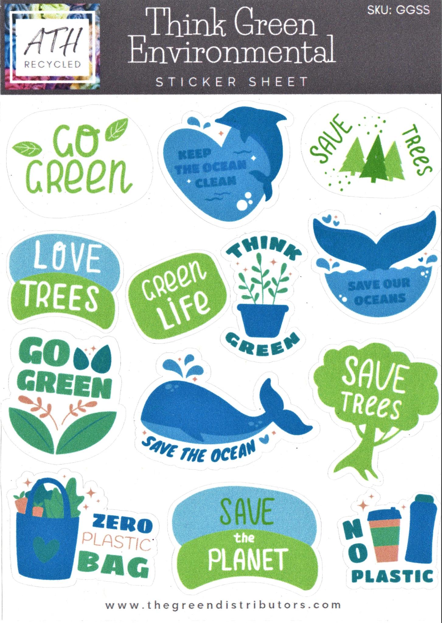 Go Green Environmental Sticker Sheet – Green Distributors