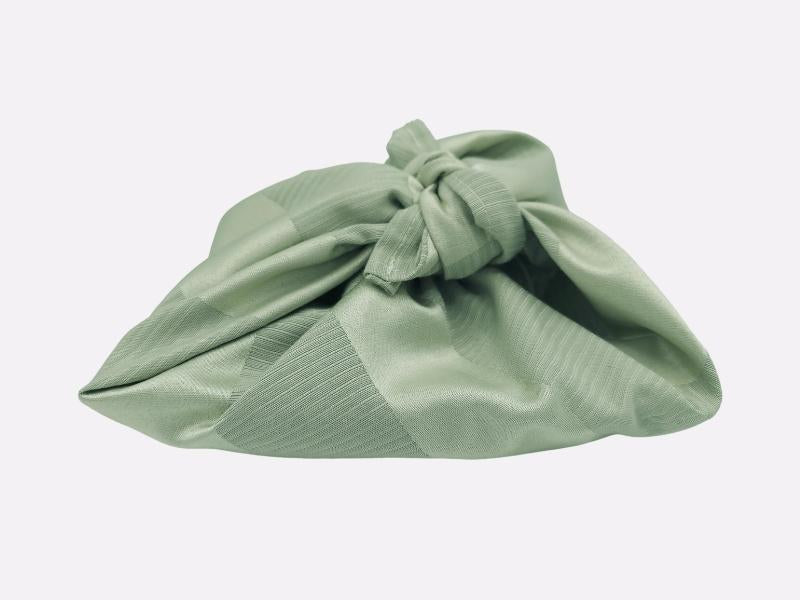 Shiny green stripes jacquard fabric furoshiki gift wrapping fabric