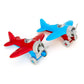 Green Toys airplane shown with Blue wings and Red wings side by side. Available at Green Distributors.