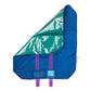Onya adjustable size reusable lunch wrap in the color Indigo with a teal lining and purple velcro enclosure. Available at Green Distributors.