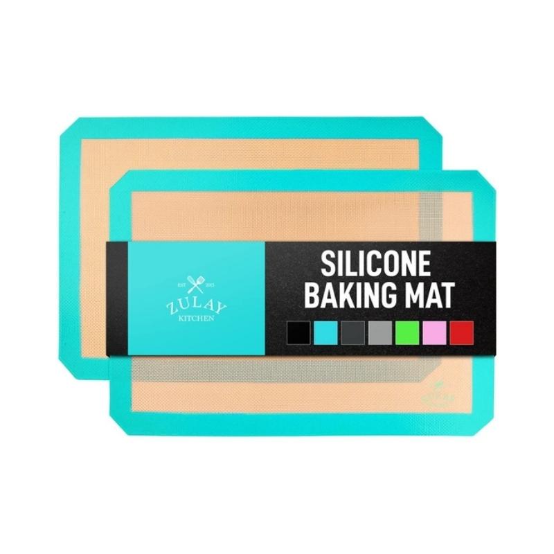 Zulay Kitchen silicone reusable baking mat 2 pack in Light Blue. Available at Green Distributors.