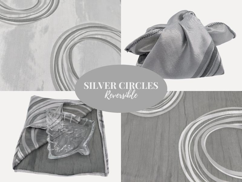Shiny silver circle pattern reversible fabric furoshiki wrapping cloth