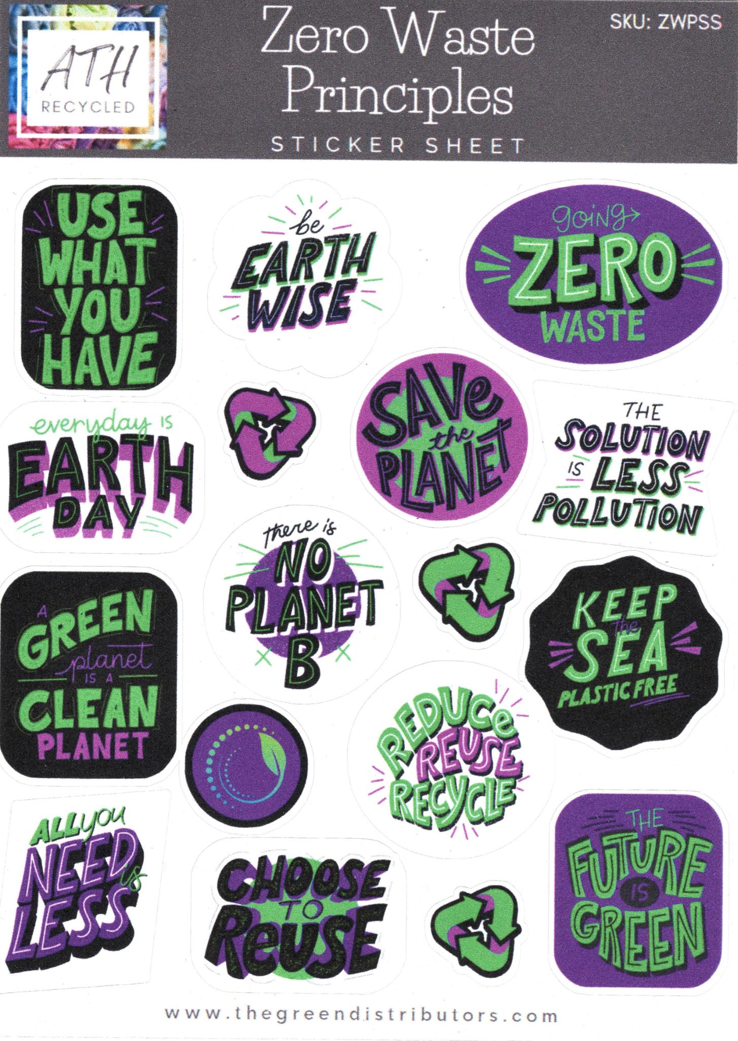 Zero Reporting Sticker Zero Waste Principles Sticker Sheet – Green Distributors