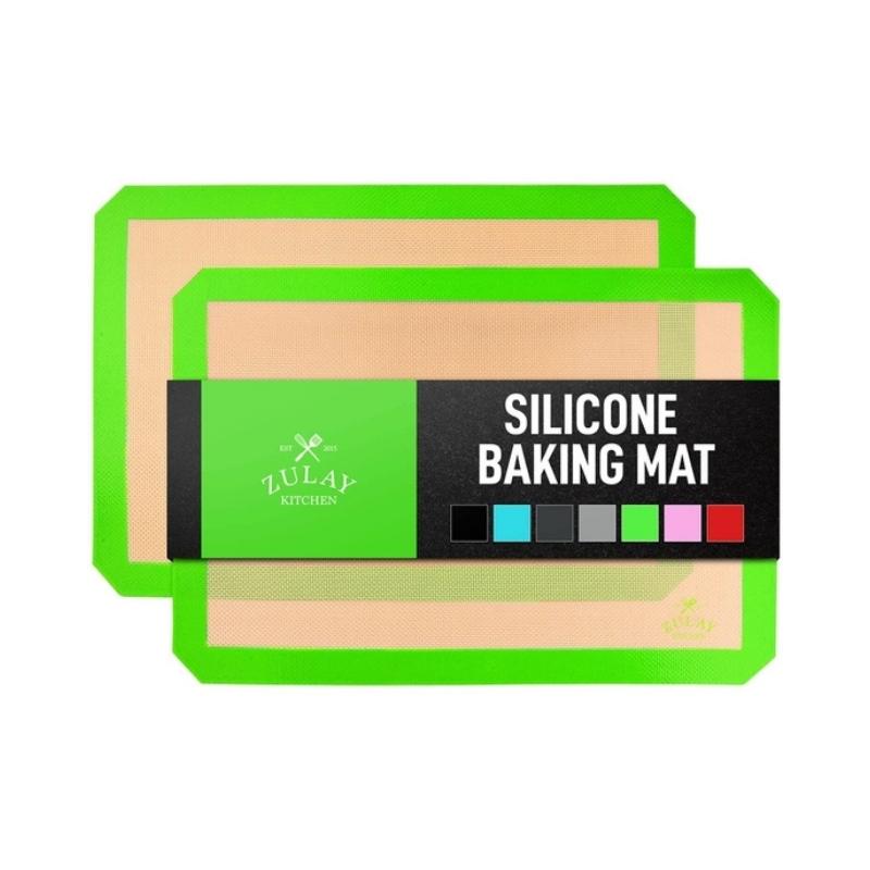 Zulay Kitchen silicone reusable baking mat 2 pack in Light Green. Available at Green Distributors.